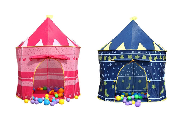 Kids Play Tents Teepee Prince and Princess Palace Castle Children Playing Indoor Outdoor Toy Tent Game House Pink and Blue