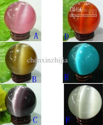Wholesale cheap Multicolor CAT'S EYE LIKE CRYSTAL SPHERE BALL 40MM /7 colors free Select Red White Purple Green Blue