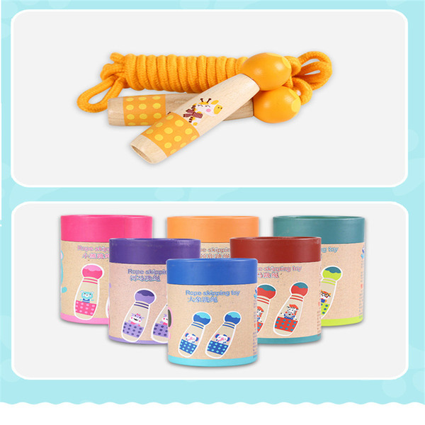 Animal wood cute handle children outdoor fitness entertainment exercise sports soft skipping rope toy