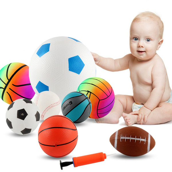 Inflatable Rubber Baseball/Basketball/Football/Rugby Child Sports Ball Beach/Pool/Garden Play Antistress Ball Baby Kendama Toys
