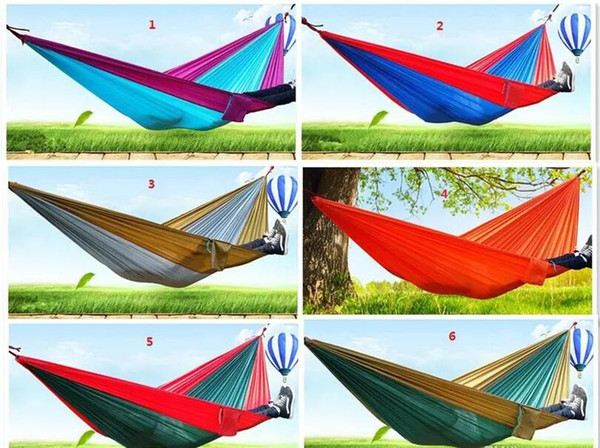 24 Colors Portable Parachute Nylon Fabric Travel Camping Hammock For Double Person Safe Outdoor Parachute 270 X 140cm 600g Travel Hammock