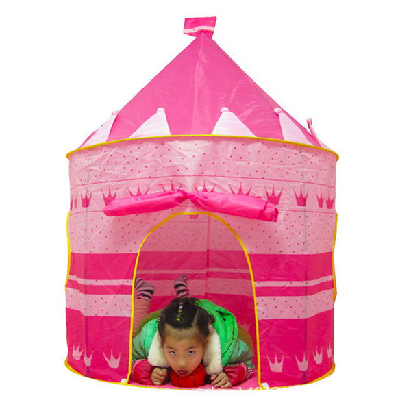 Wholesale-Portable Pink Blue Children Kids Play Tents Outdoor Garden Folding Toy Tent Pop Up Girl Princess Castle Outdoor House Kids Tent