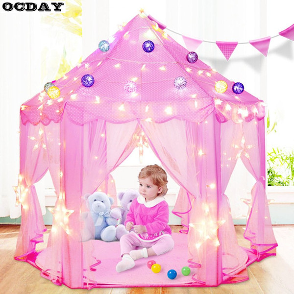 Folding Tipi Children Tent Play House Lovely Girls Princess Castle Outdoor Indoor Playhouse Waterproof Toy Tents For Kids Gifts