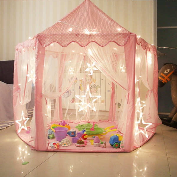 Portable Folding Princess Castle Tent Princess Tent Girls Large Playhouse Kids Castle Play Tent for Children Indoor and Outdoor Playhouse Ga