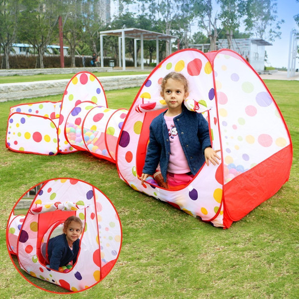 3in1 Foldable Pop Up Play House Hut Tunnel Basketball Kids Tent Cubby Ball Pool Indoor Outdoor Toys Tent