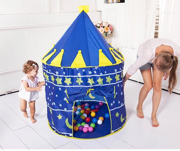 Play Tent Toy Portable Foldable Tipi Prince Folding Tent Children Boy Castle Cubby Play House Kids Gifts Outdoor Toy Tents