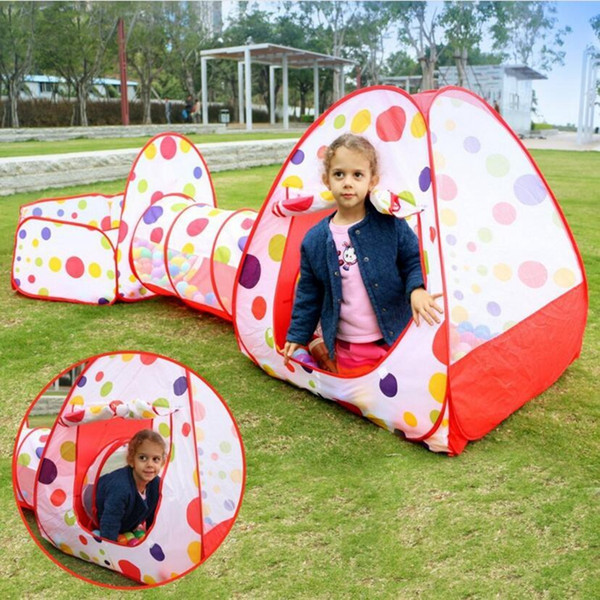 Children's Tent Foldable Pop Up Play House tunnel and ball pool 3pcs Kids Tent Cubby Ball Pool Indoor Outdoor Toys Tent YL32
