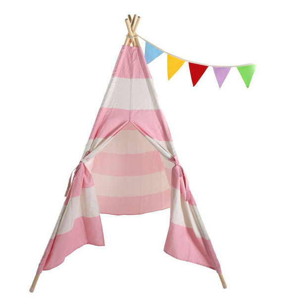 New Portable Kids Children Playhouse Sleeping Dome Teepee Tent Pink Strip Pink Toy Tents US Free shipipng