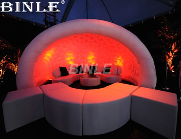 Customized 5x4x3.5m super cool outdoor semicircle inflatable shell dome tent with LED for outdoor party wedding decoration