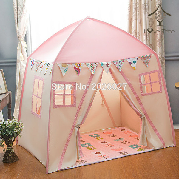 Wholesale-Love Tree Kid Play House Cotton Canvas Indoor Children Sleeping Tent Large House --Pink House