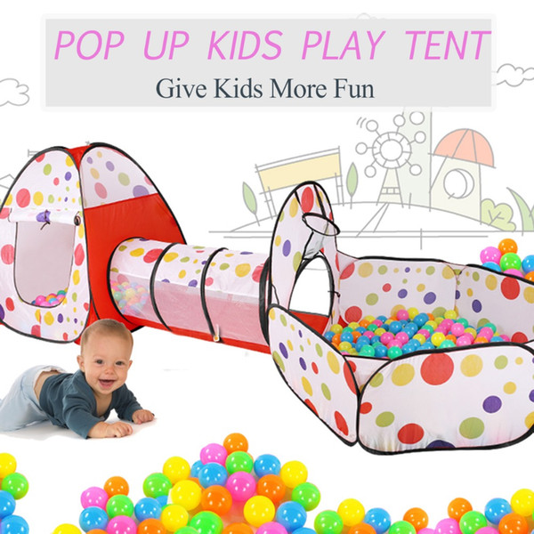 Wholesale-New Portable 3 In 1 Kids Children Indoor Outdoor Play Tent Tunnel Ocean Ball Pit Toy Funny Toy Tents For Children