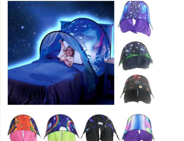 Crib Netting Kids Dream Tents Folding Type Unicorn Moon White Clouds Cosmic Space Baby Mosquito Net Without Night Light