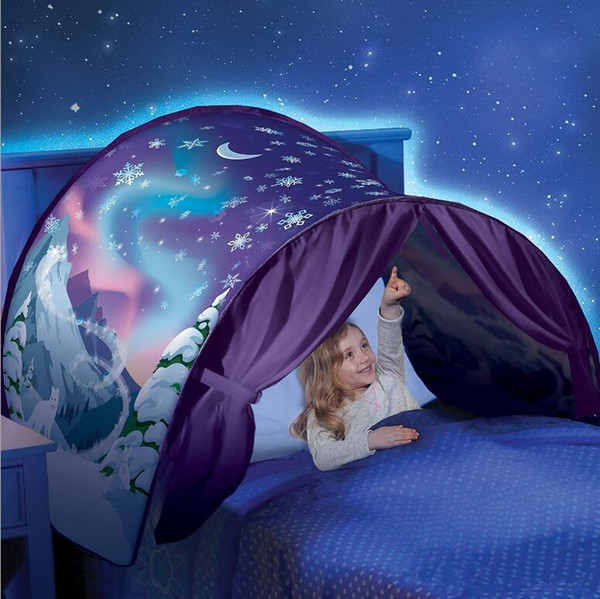 Colorful 80*220cm Kids Dream Tents Folding Type Unicorn Moon White Clouds Cosmic Space Baby Mosquito Net Without Night Light