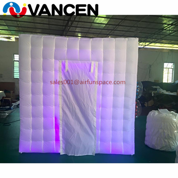 VANCEN inflatable tent photo booth wholesale white inflatable cube tent with led light party used led inflatable photo booth
