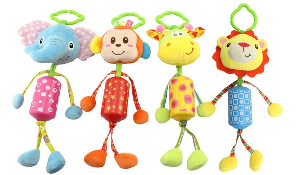 Happy monkey baby carriage hanging bed pendant newborn animal cartoon wind bell pendant bedbell doll plush toy