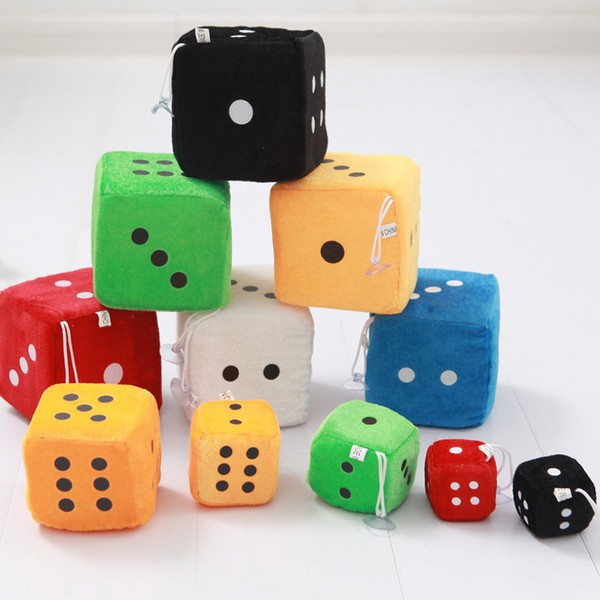 4*4cm Plush Dice Cloth Doll Pillow Pendant Children Games Props Toys Gift Kids Key Clip Stuffed Chuck Pendant 6colors AAA1208