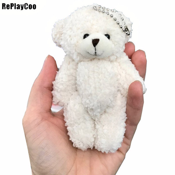 Mini Joint Teddy Bear plush toys chain white gummy bears 12cm animal for Wedding peluches bicho ursinho de pelucia