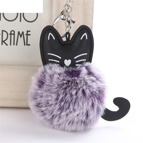 60PCS Hot Sale Cute 8CM Cute Cat Keychain Pendant Women Key Ring Holder Pompoms Key Chains For Gift AJILE