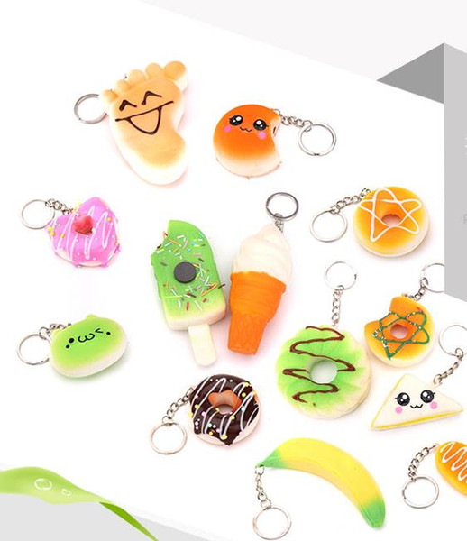 hot 30 Styles Kawaii Squishy Rilakkuma Donut Soft Squishies Cute Phone Straps Slow Rising Squishies Jumbo Buns Bag Phone Charms Keyring