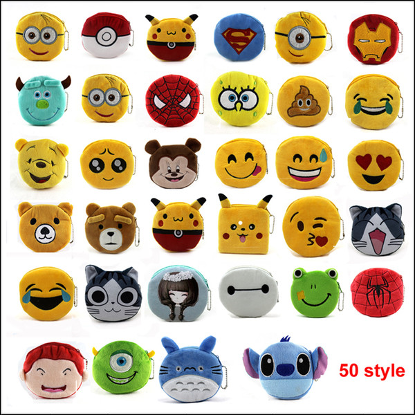 New Plush Zero Wallet 11CM 50styles Expression Coin Purses Cute Coin Bag Plush Pendant High Quality Free DHL