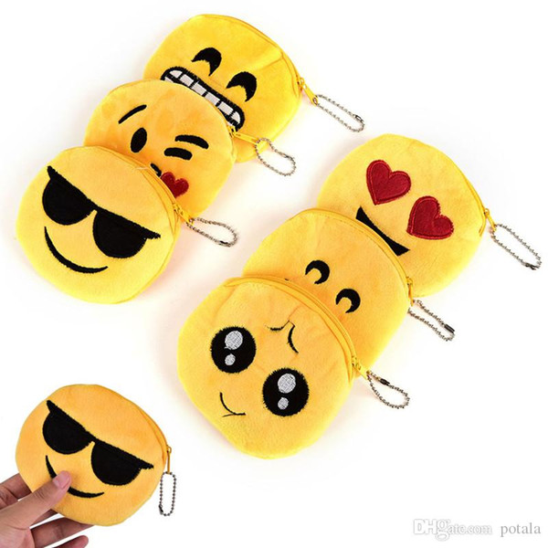 10CM Kawaii Cute Coin Bag Novelty Emoji 4inch Smile Zipper Plush Coin Purse Women Wallets Mini Change Pouch Bolsa Cool Happy Children Gifts