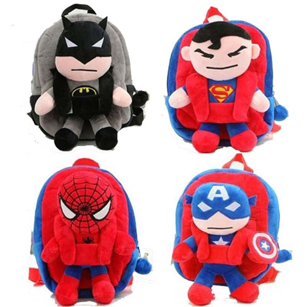 3D The Avengers Plush Backpacks Toys for kids New Ironman Superman Spiderman Batman doll plush schoolbag mochila