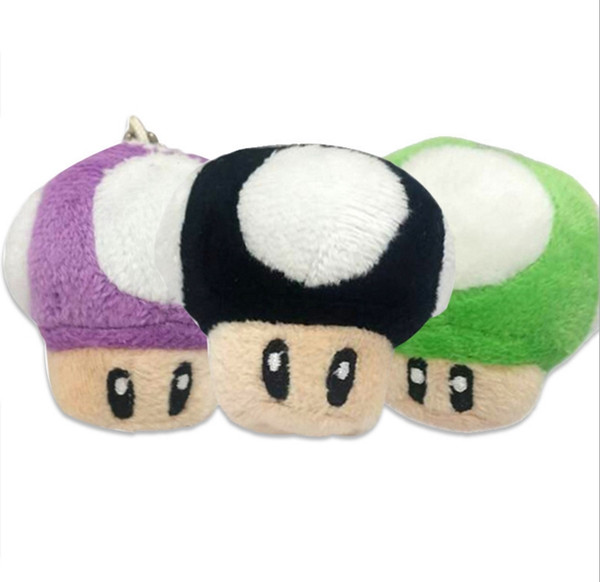 1000pcs 7cm Super Mario Bros Mushroom With Key Chain Plush Doll Toy kids gift Classic Pendant Free shipping