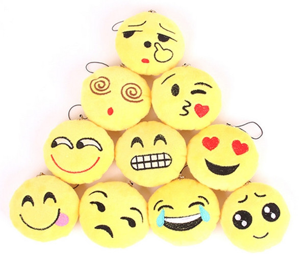 Stuffed Toys Emoji Smiley Small Doll Pendant 8cm Emotion Yellow QQ Expression Stuffed Plush Doll Toy for Mobile Bag Pendant