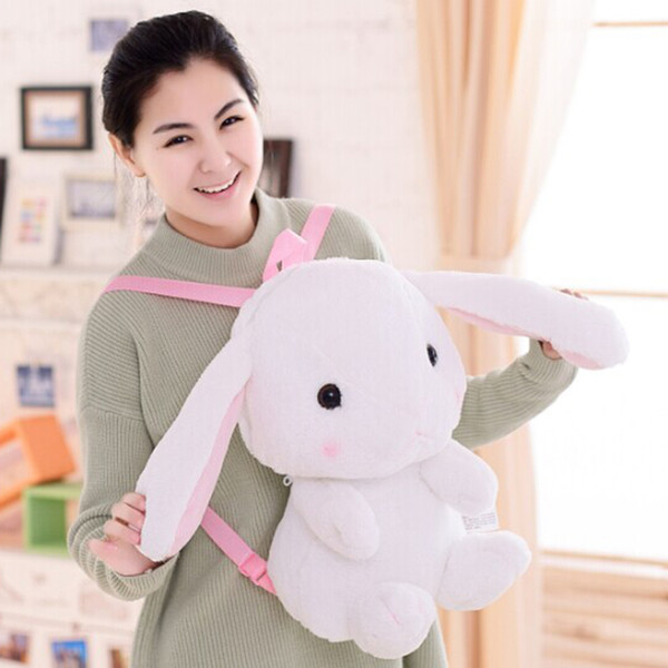 Wholesale-Lovely School Backpack 50cm Kawaii Rabbit Plush backpack Japan Lolita Bunny Plush Bag Soft Toys for Girls Birthday Gift