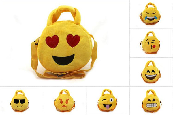 Emoji Plush Bags Cartoon kids coin bag 19cm Cute Emoji Children handbags Round emoji Snack bags Xmas gift
