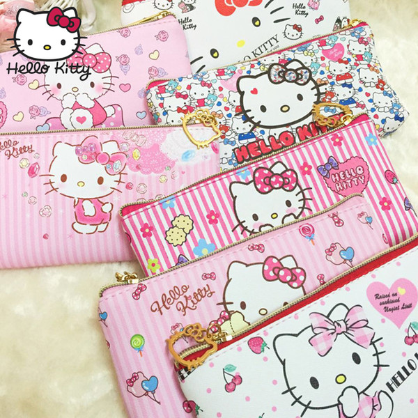 Hello Kitty Cute Cartoon Makeup Bag Gift Pendant Purse Women Girl Clutch Purse Wrist Bag Make Up Wash Beauty Girl Plush Backpack