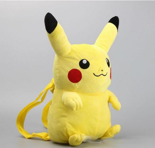 35cm 3D Anime Pikachu Plush Backpack Cute Stuffed Soft Dolls Kids Christmas Gift Cartoon Baby Snack Bags School Bags