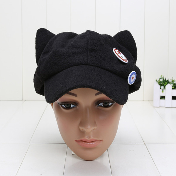 New Arrival Evangelion cosplay Asuka Langley Soryu hat and badges EVA Cat Ear Polar Fleece Hat Peak