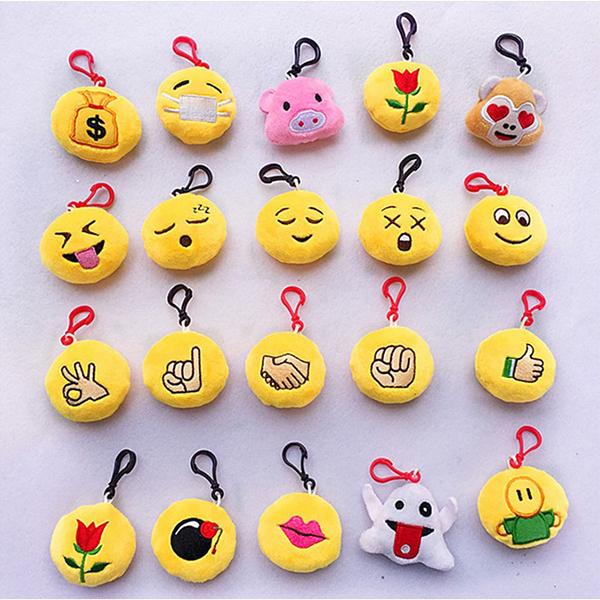 So Cute QQ emoji plush pendant Key Chains Smiley Small Emotion QQ Expression Stuffed Plush doll toy for bag pendant