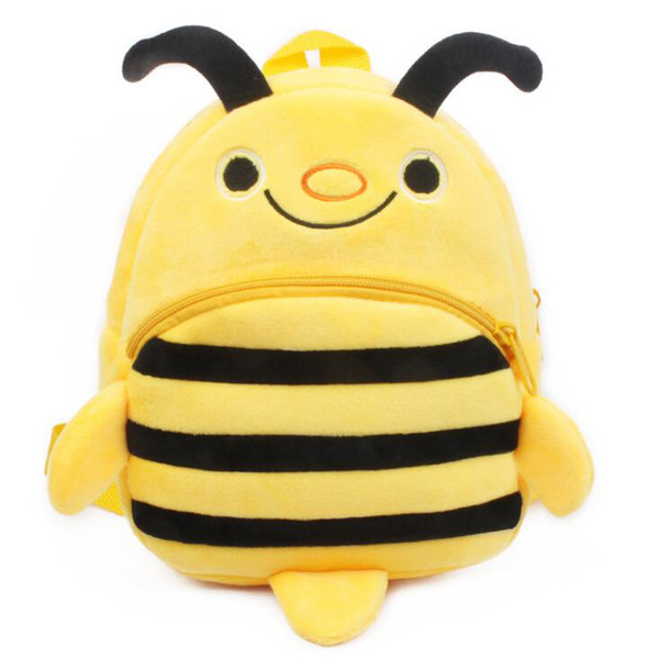 Plush Kids Backpack Toddlers Preschool Shoulder Bags Little Bee Yellow 9.5