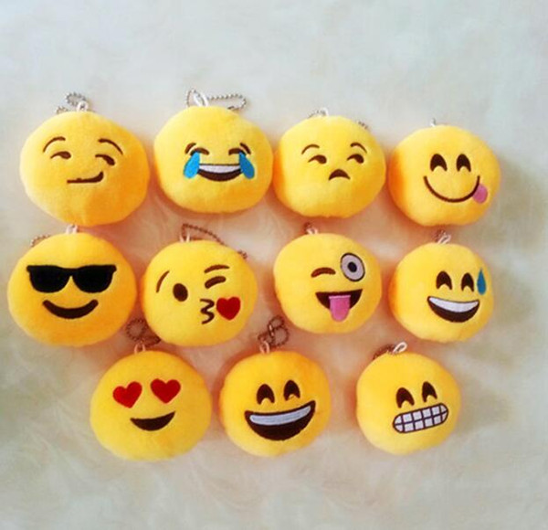 QQ Emoji Plush Pendant Key Chains Emoji Smiley Emotion Yellow QQ Expression Stuffed Plush Doll Toy for Mobile Bag Pendant For Xmas Gift