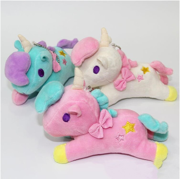 Pendant Unicorn Plush Toys Little Twin Stars Cute Cartoon Unicorn Peluche Dolls Bag Key Pendants Doll Toys for Children 14cm Free Shipping