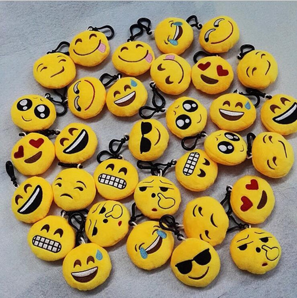 Emoji Smiley Small Keychain Yellow QQ Emotion Expression Stuffed Plush Doll Toy Handbag Backpack Pendant DHT106