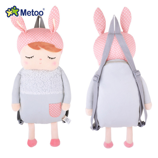 Wholesale-New Metoo Grey Angela Backpacks for Kids Girls Plush Adjustable Schoolbags Metoo Gray Angela Backpacks for Children 40*23cm