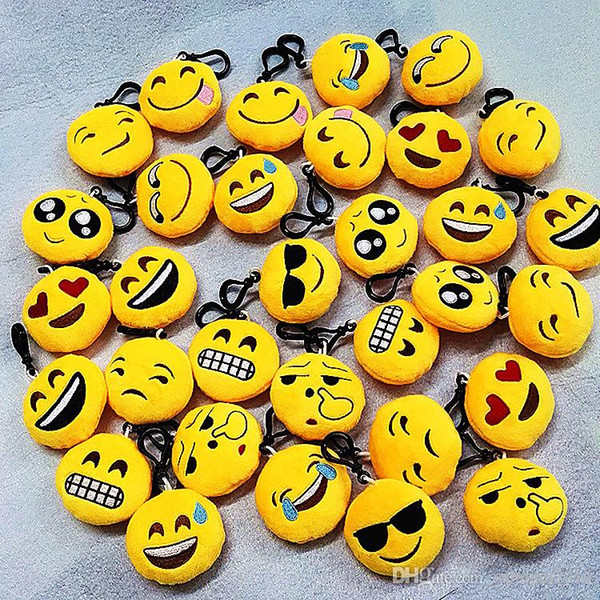 New 20 style Emoji toys for Kids Emoji Keychains Mixed Emoji Keyrings Bag pendant 5.5*2.5cm Free shipping