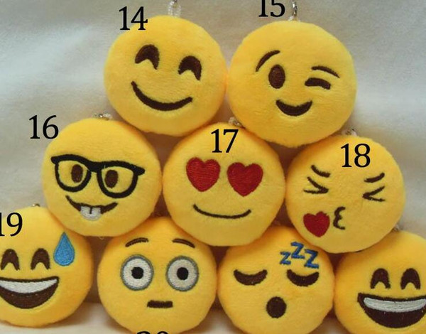 QQ Key Chains 5cm Emoji Smiley Small Keychain Emotion Yellow QQ Expression Stuffed Plush Doll Toy for Mobile Pendant 22 design