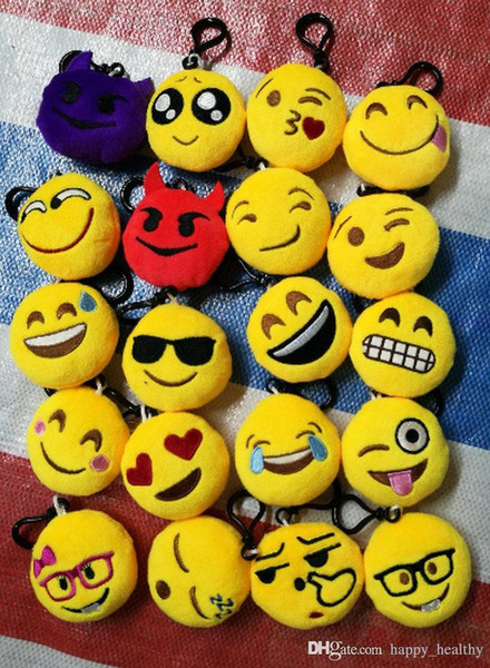 new Children's bag pendant QQ Expression Stuffed Plush doll Smiley emoji toys for Kids Emoji Keychains Mixed Keyrings 5.5*2.5cm 21 styl