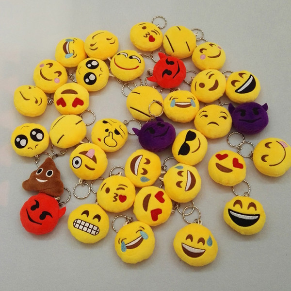 21 Styles New 2016 Christmas QQ KeyChains Emoji Smiley Small Keychain Emotion Yellow QQ Expression Stuffed Plush Doll Toy Free Shipping