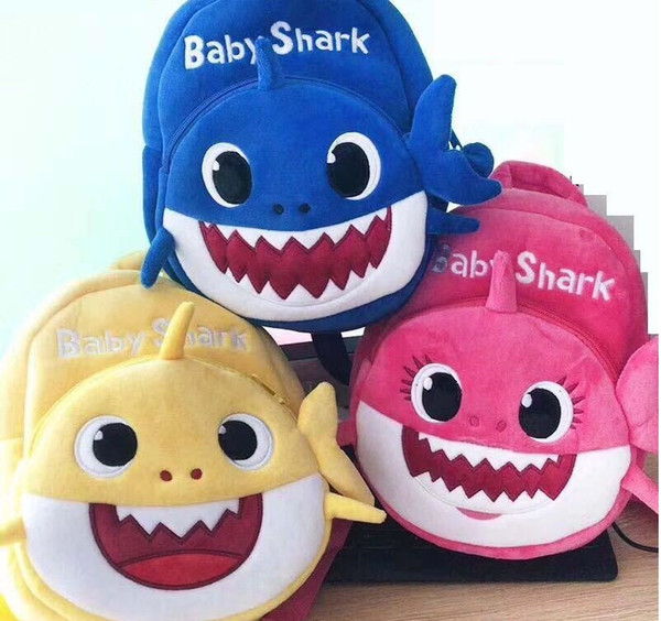 2019 New Cartoon Baby Shark School Bag for Children Kids Cute Plush School Backpack Shark Baby Blue Rose Yellow Color Boys Schoolbag