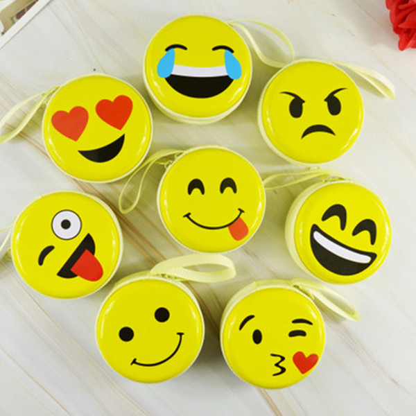 Smile Face Cartoon Wallet Personality Earphone Bag Zipper Gifts Emoji Smile Small Yellow QQ Expression Stuffed Toy for Bag Pendant