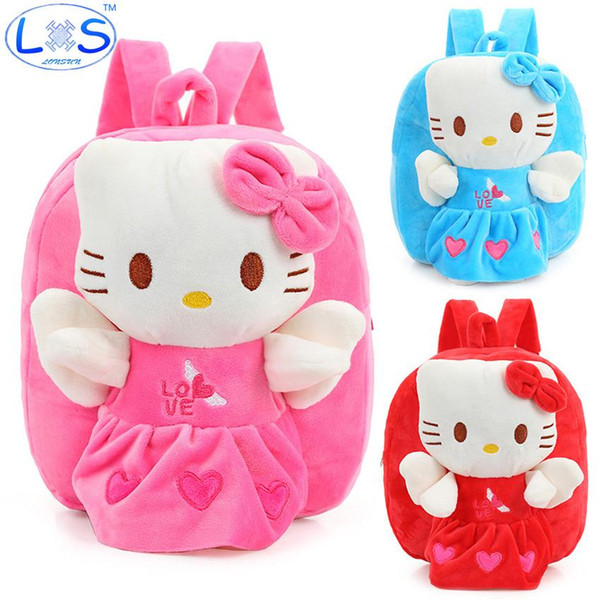 (LONSUN)Hello Kitty Plush Backpack 22*9*25cm stuffed & plush 3 Colors Kids Backpack Toys Office supplies Childrens Gifts