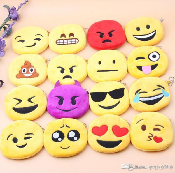 16 pcs Hot expression Coin Purses cute emoji coin bag plush pendant High quality 