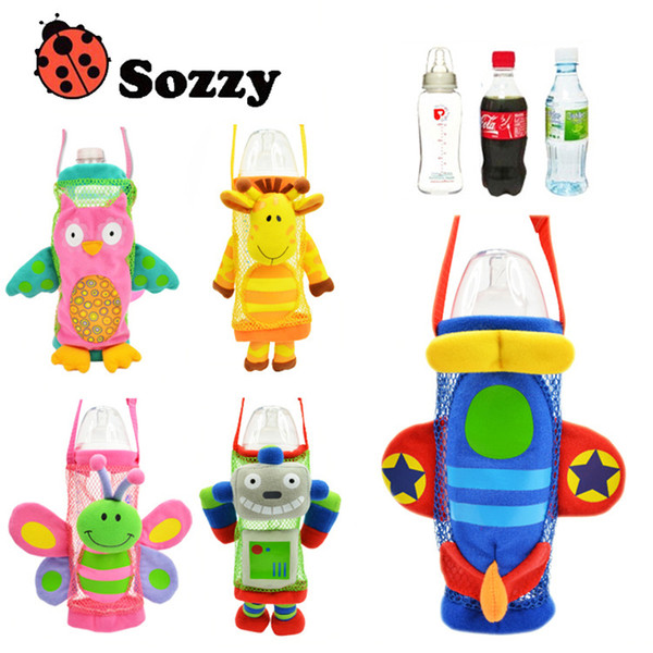 baby toys Animal cartoon Bottle cups Children's cup cover Can be back Plush material Shoulder straps bag