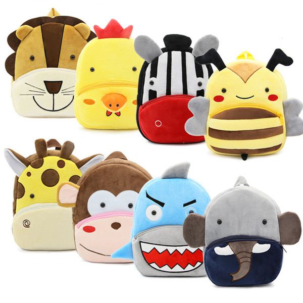 Cute animals series cartoon kids plush backpack toy mini school bag Children's gifts kindergarten boy girl student baby bags