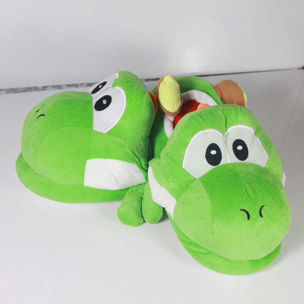 new hot sale Super Mario Yao Xilong plush slippers 28cm green Mario surrounding indoor warm shoes 3pcs / lot